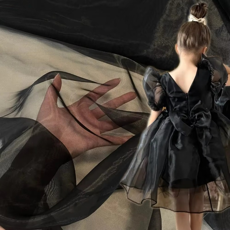 Crystal Mesh Fabric - Tela de Organza Negra con Cristales